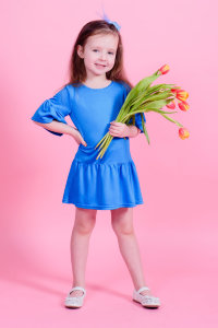 Детское платье "Лето" ДП 541 Family look (голубой) Детское платье